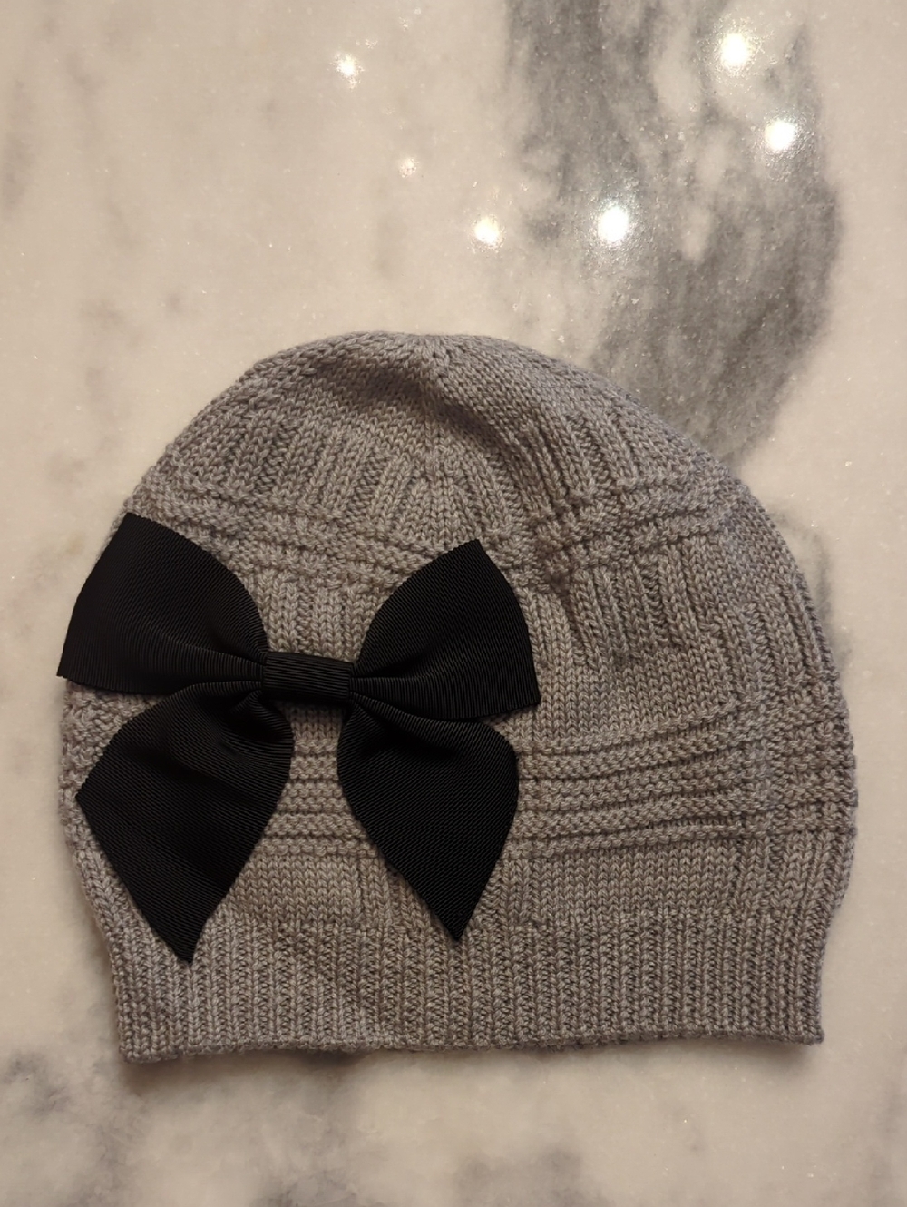 Kate Spade 100% Wool Gray Hat With Black Bow